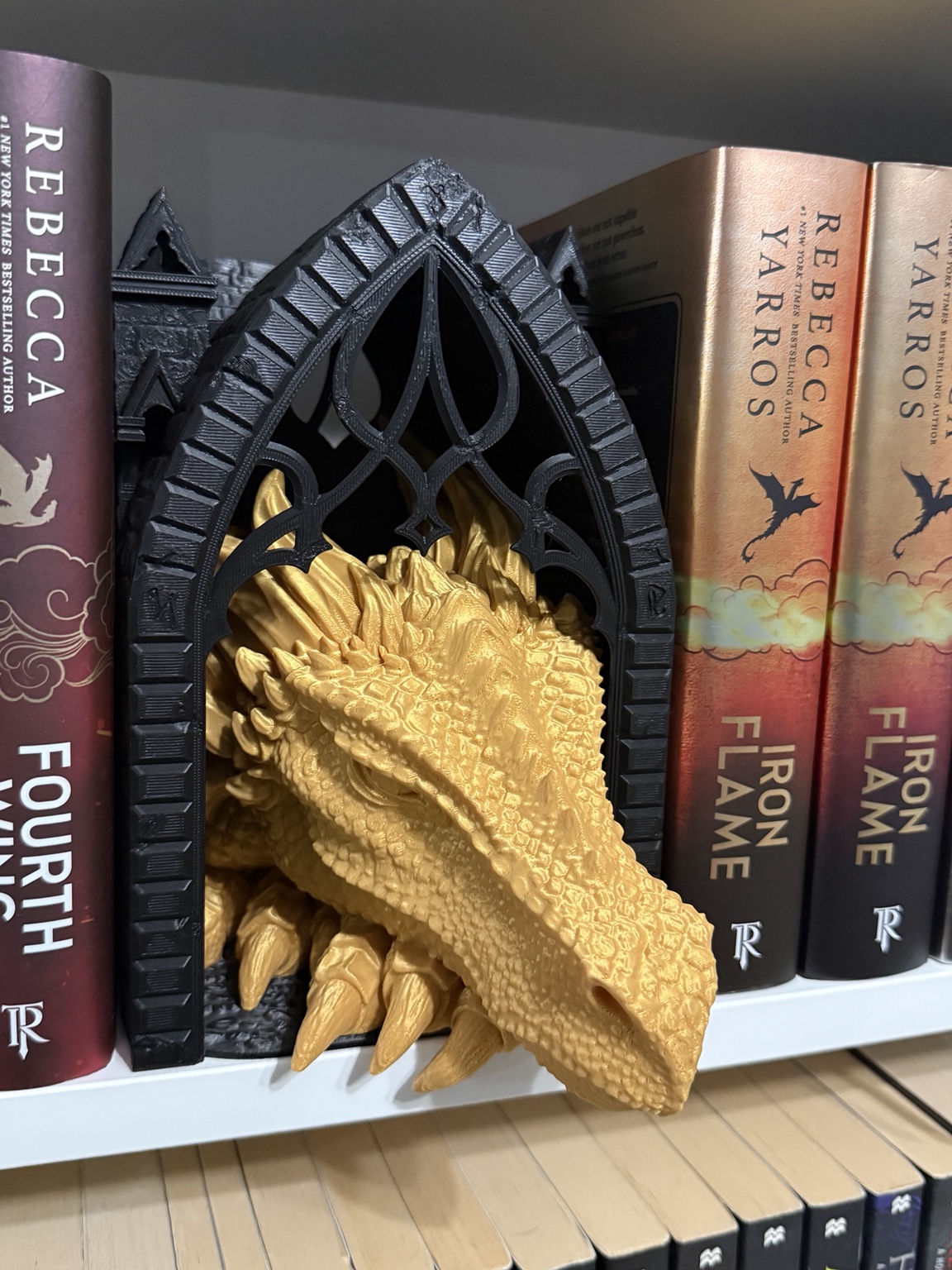 Dragon book nook on a bookshelf